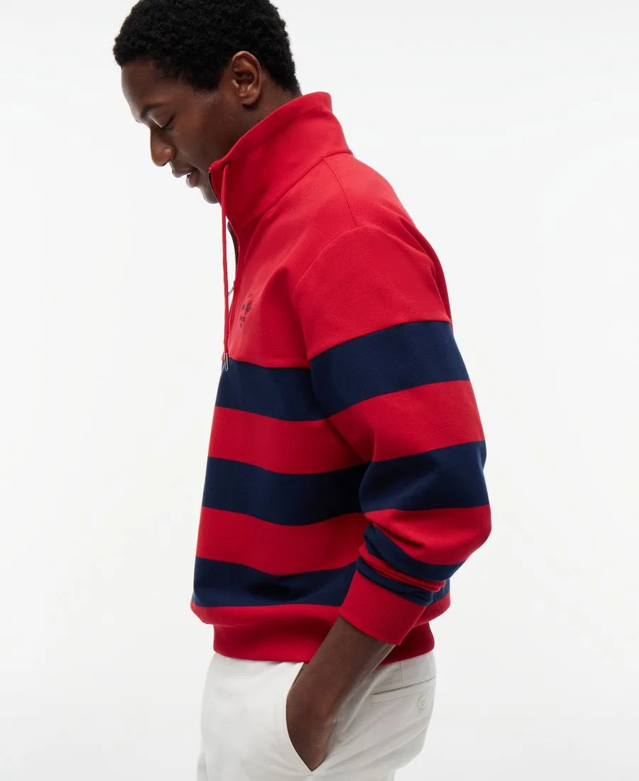 Мужской свитшот на молнии с четверть-застежкой Nautical Block Stripe Tommy Hilfiger, Medium Red — фото 3