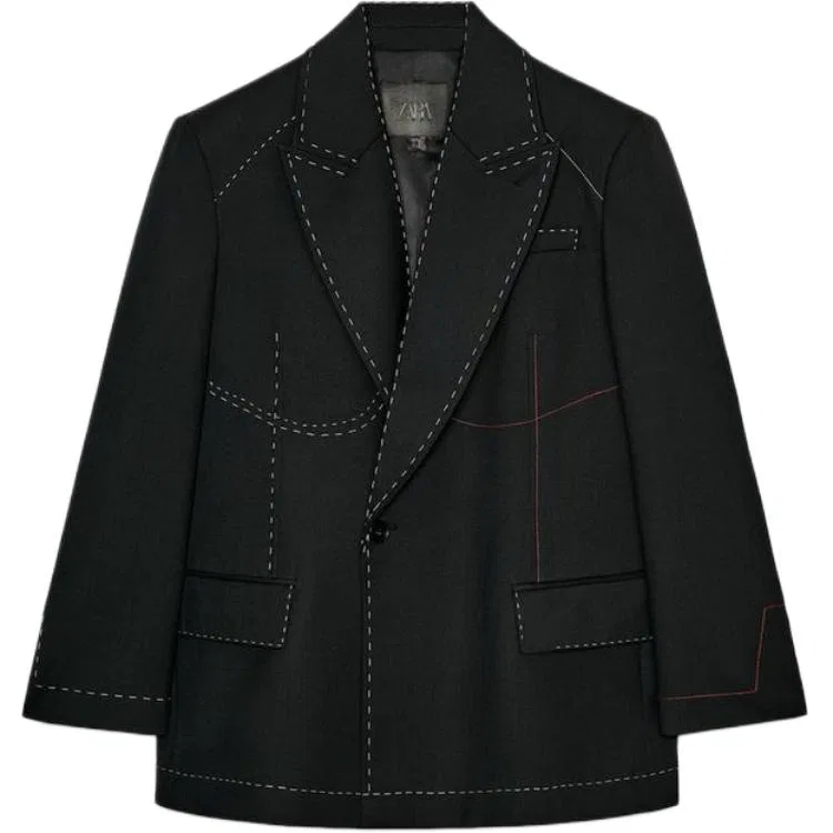 Женский деловой костюм с пиковым лацканом Black ZARA, черный
