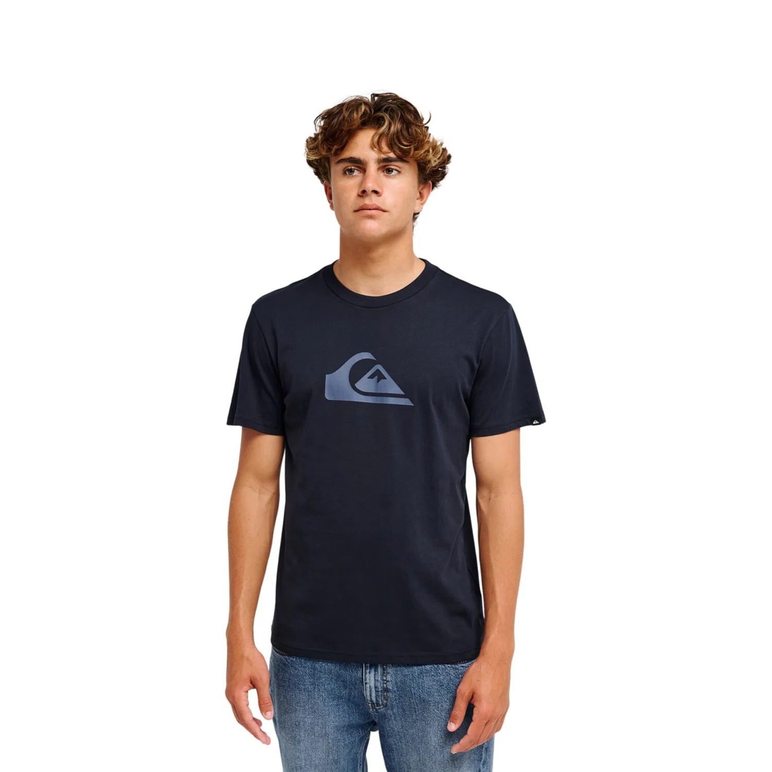 Детская хлопковая футболка с логотипом Quiksilver, Dark Navy