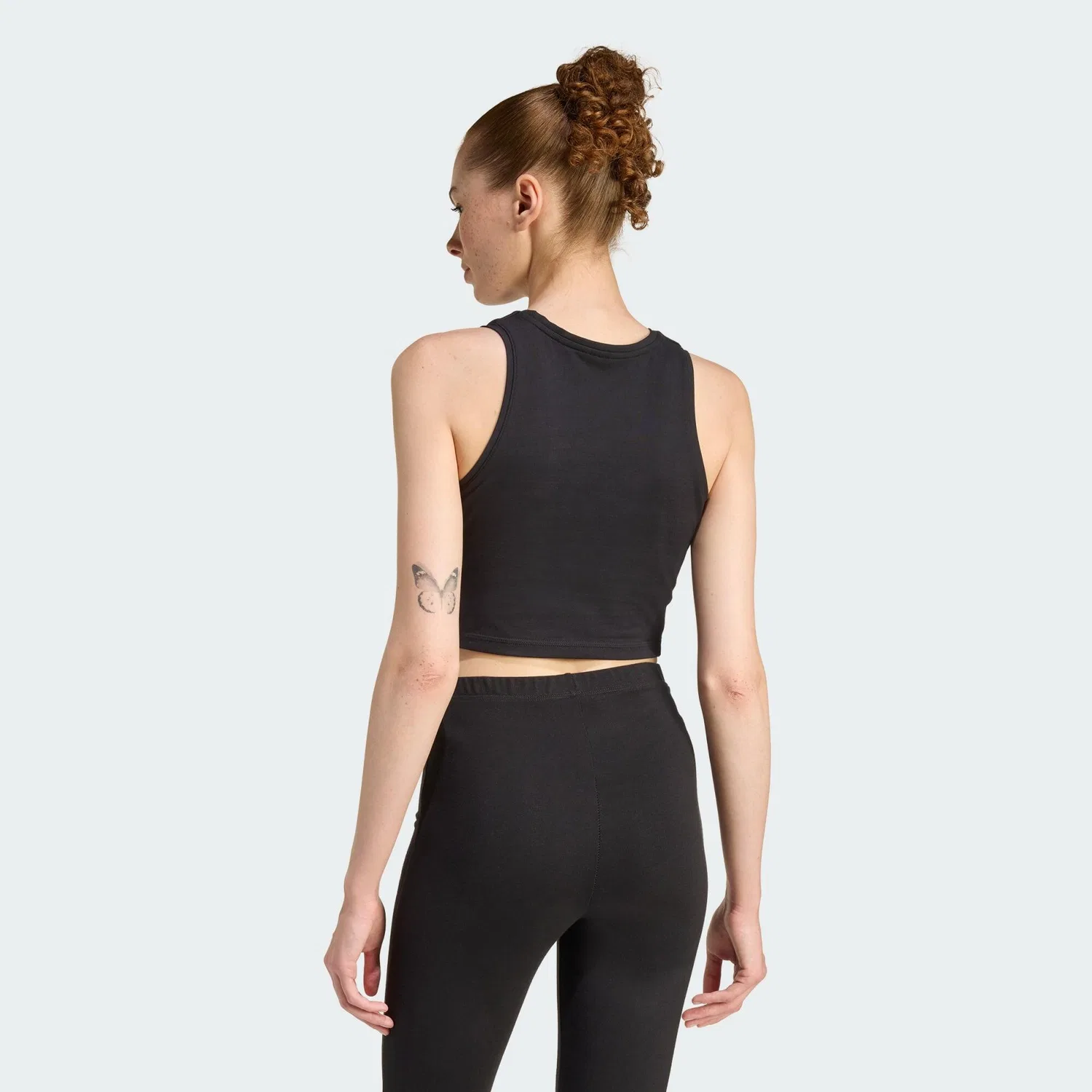 Женское хлопковое топ-майка с принтом Essentials 3-Streifen Padded Tanktop Adidas, Schwarz — фото 3