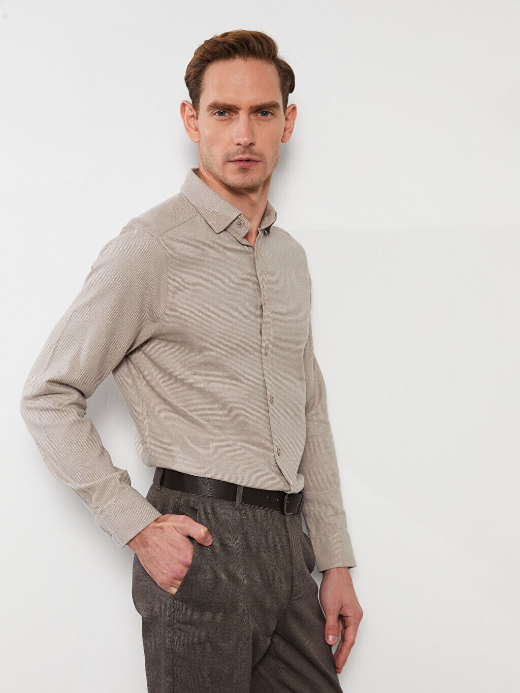 

Мужская рубашка Slim Fit с длинным рукавом LCWAIKIKI Classic