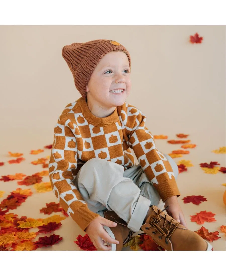 Свитер с принтом Pumpkin Checkers Sweet Wink, Burnt Orange — фото 4