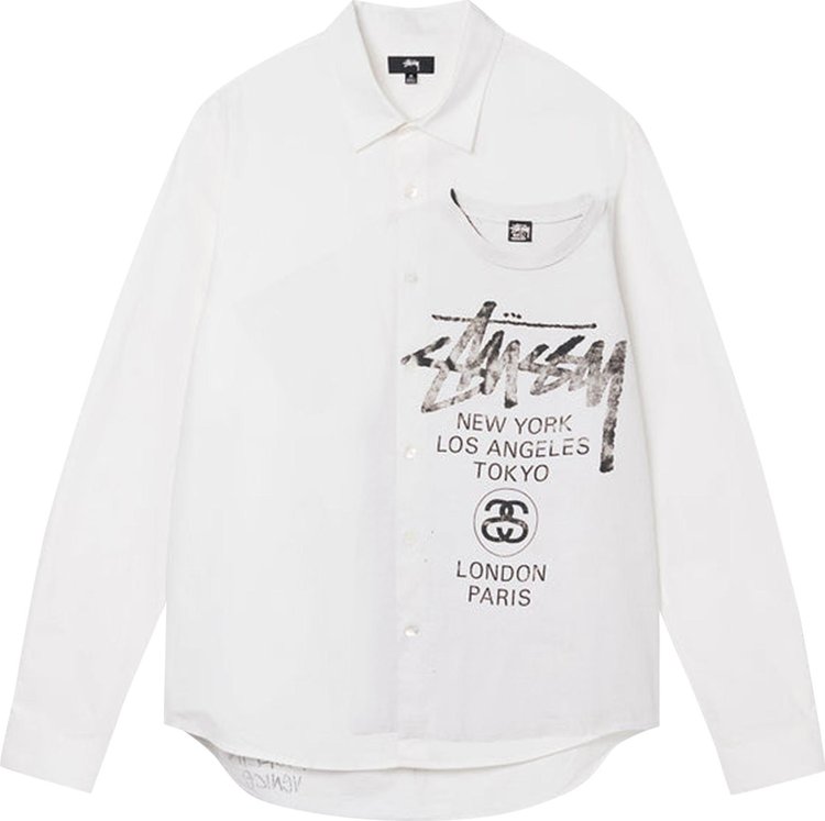 Рубашка Stussy World Tour Shirt 'White', белый - фото