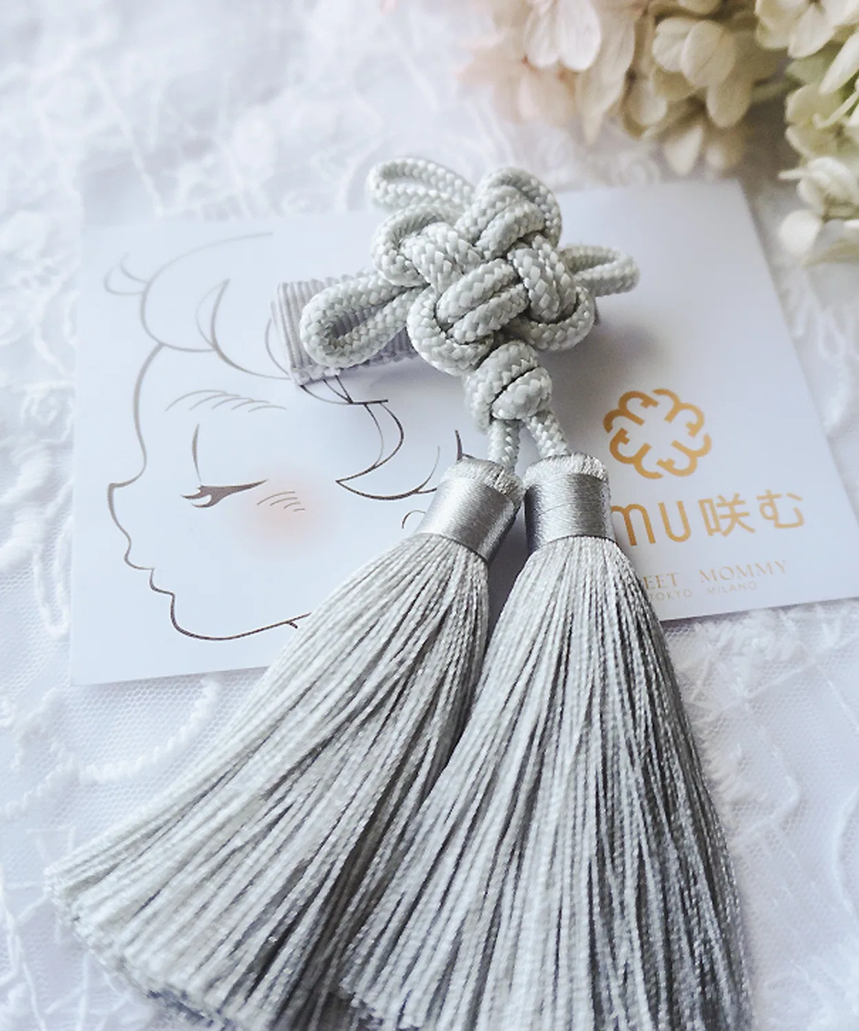 Детский аксессуар для кимоно с кисточкой, клипса SweetMommy, Grey