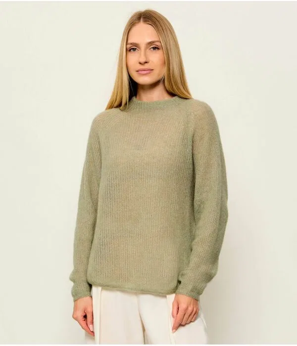 Женский свитер из альпаки Relaxed Fit Fewena BOSS, зеленый