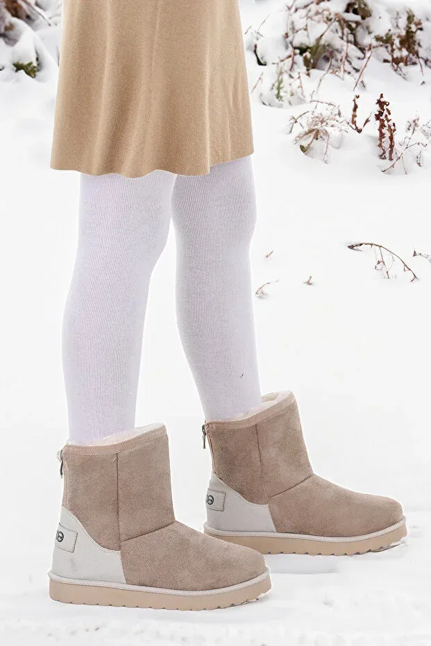 Детские ботинки для девочек на молнии Jessy Kiko Kids, Beige — фото 4