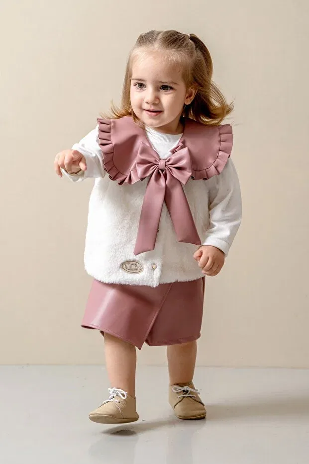 Детский комплект для девочек кожаный Glam Jnf Kids, Pink — фото 3
