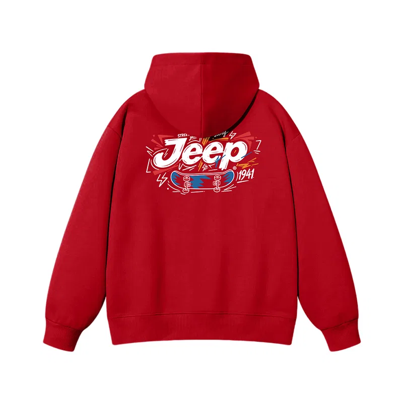 Детский свитшот с капюшоном New Year Red Jeep, Heavyweight