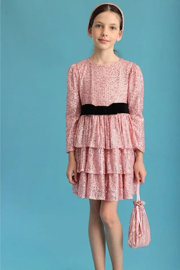 Детское платье для девочек с пайетками Liona Le Mabelle, Pink