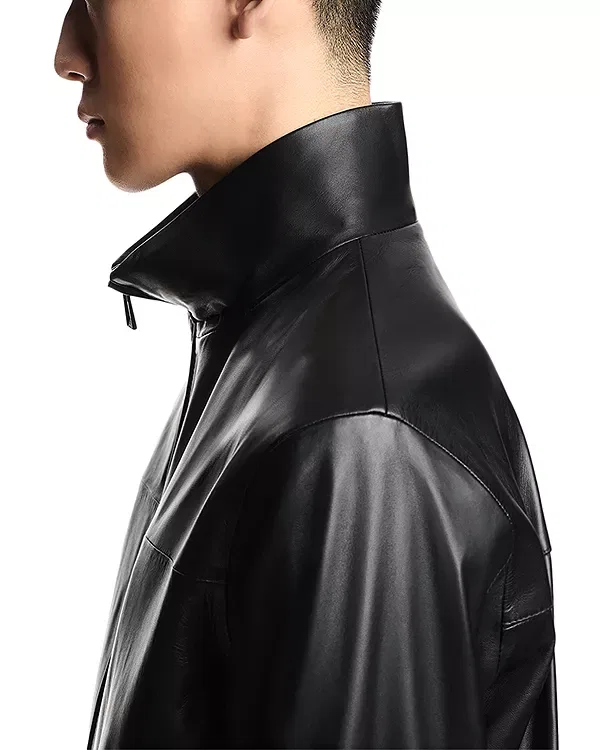 Мужская куртка из кожи Essential Glove Like Nappa Lambskin Emporio Armani, Black Beauty — фото 4