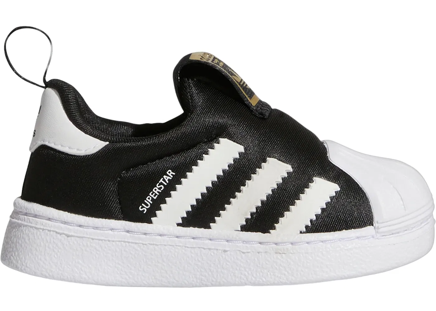 Детские кроссовки с застежкой-липучкой Adidas Superstar 360, Core Black/Cloud White/Gold Metallic