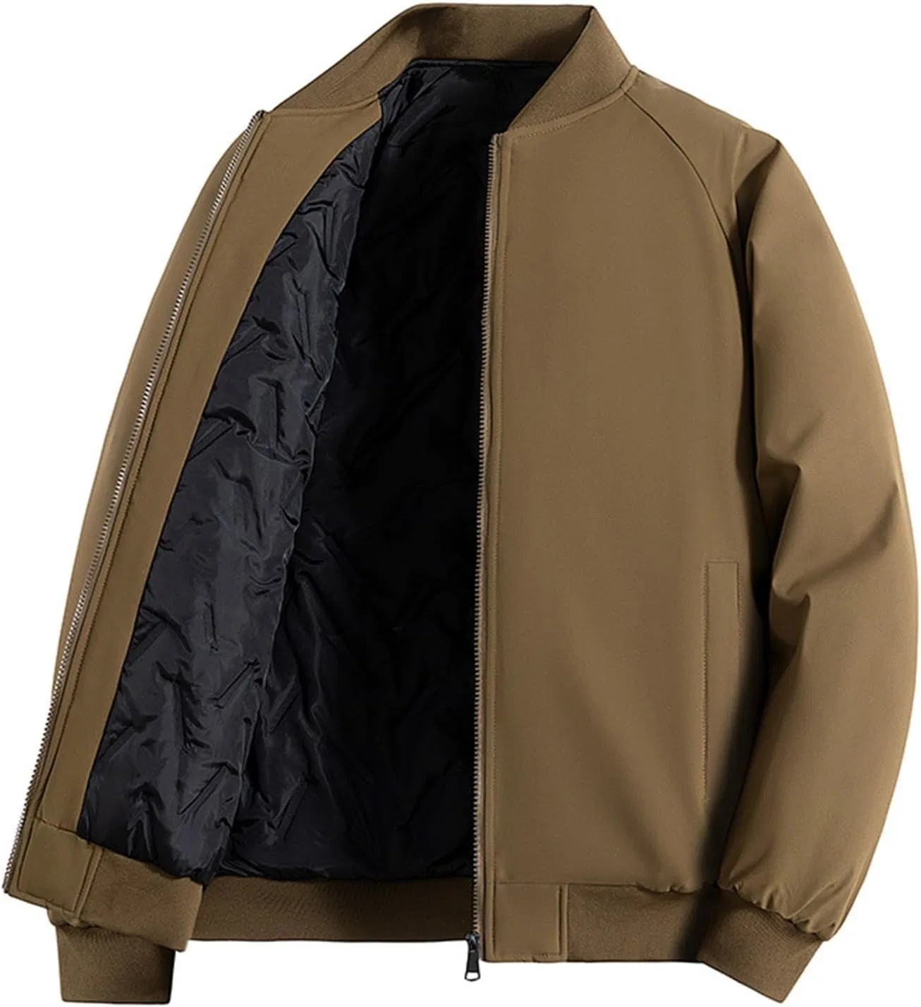 Мужская куртка-бомбер с утеплителем, Windbreaker, #Z03-coffee — фото 2