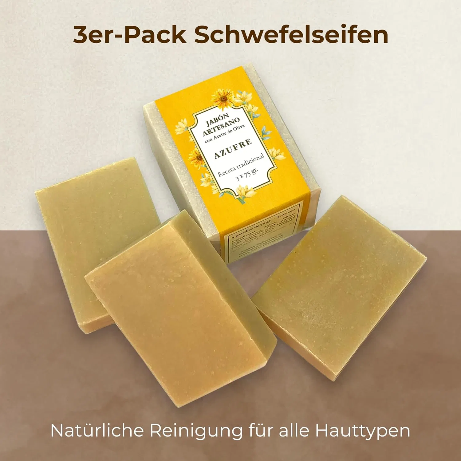 Мыло с серой и оливковым маслом, набор 3 x 75 г, CABRERIZO SOAP, Citrus — фото 3
