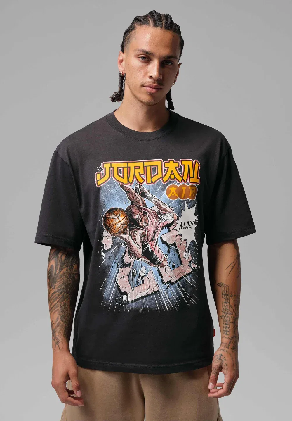 M j brk s anime 85 ss crew - print t-shirt Jordan, Off Noir