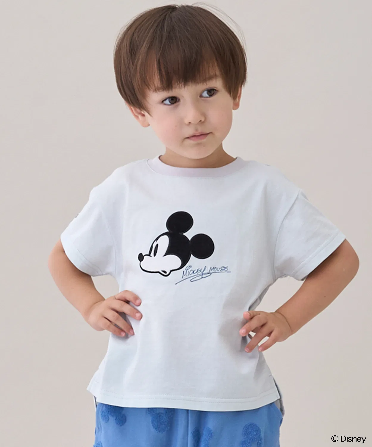Детская футболка с аппликацией с коротким рукавом Disney petit main, Light Blue