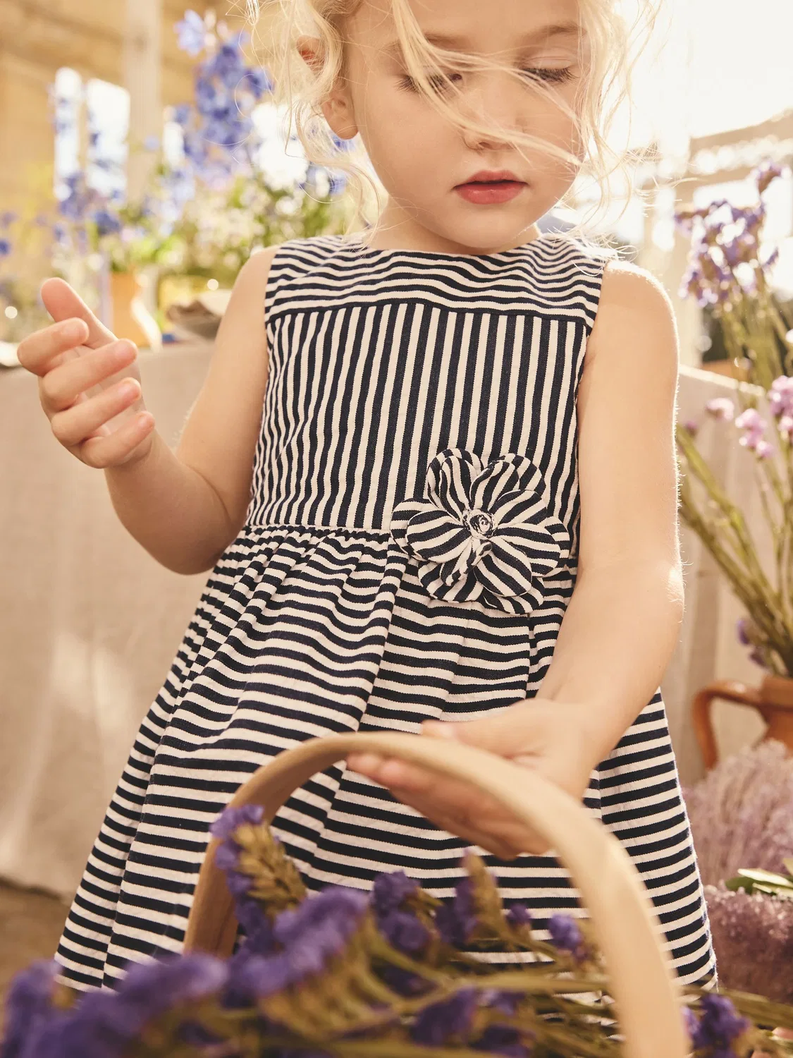 Платье с корсажем Navy Stripe Next, бело-голубая полоска — фото 2