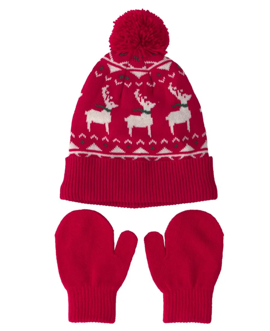 Комплект шапка и варежки с рождественским принтом Fair Isle Carter's, Red
