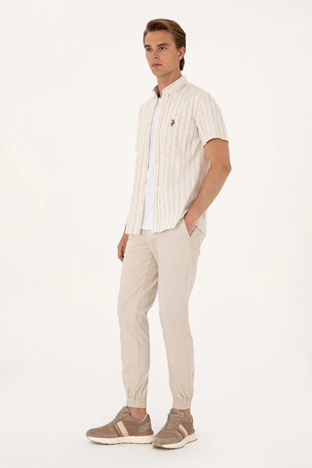 Мужские брюки-джоггеры зауженные U.S. Polo Assn., Stone — фото 3