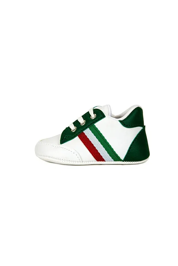 Детские туфли для новорожденных хлопковые с моделью Newborn baby shoes ilkadım home shoes anti-sweat cotton lined sports model Baby Pattini, White — фото 3