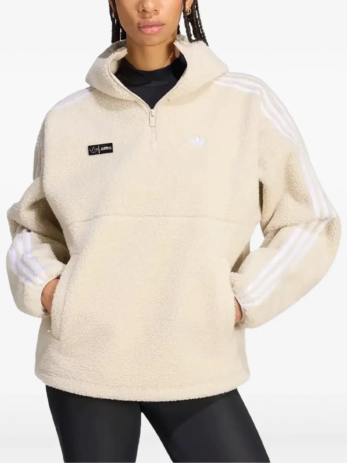 Худи Adiluna флисовое с логотипом Adidas, нейтральные — фото 2