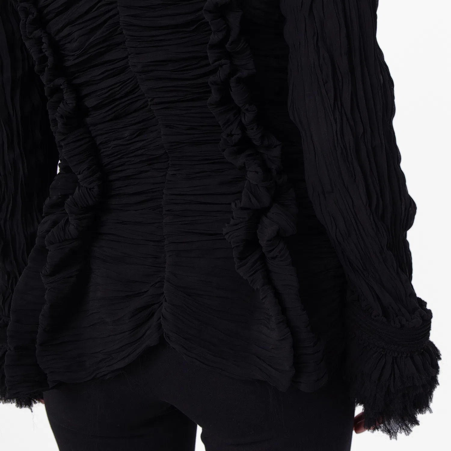 Жакет из плиссированного шелка Pleated Silk Tailored Jacket Burberry, Black — фото 3
