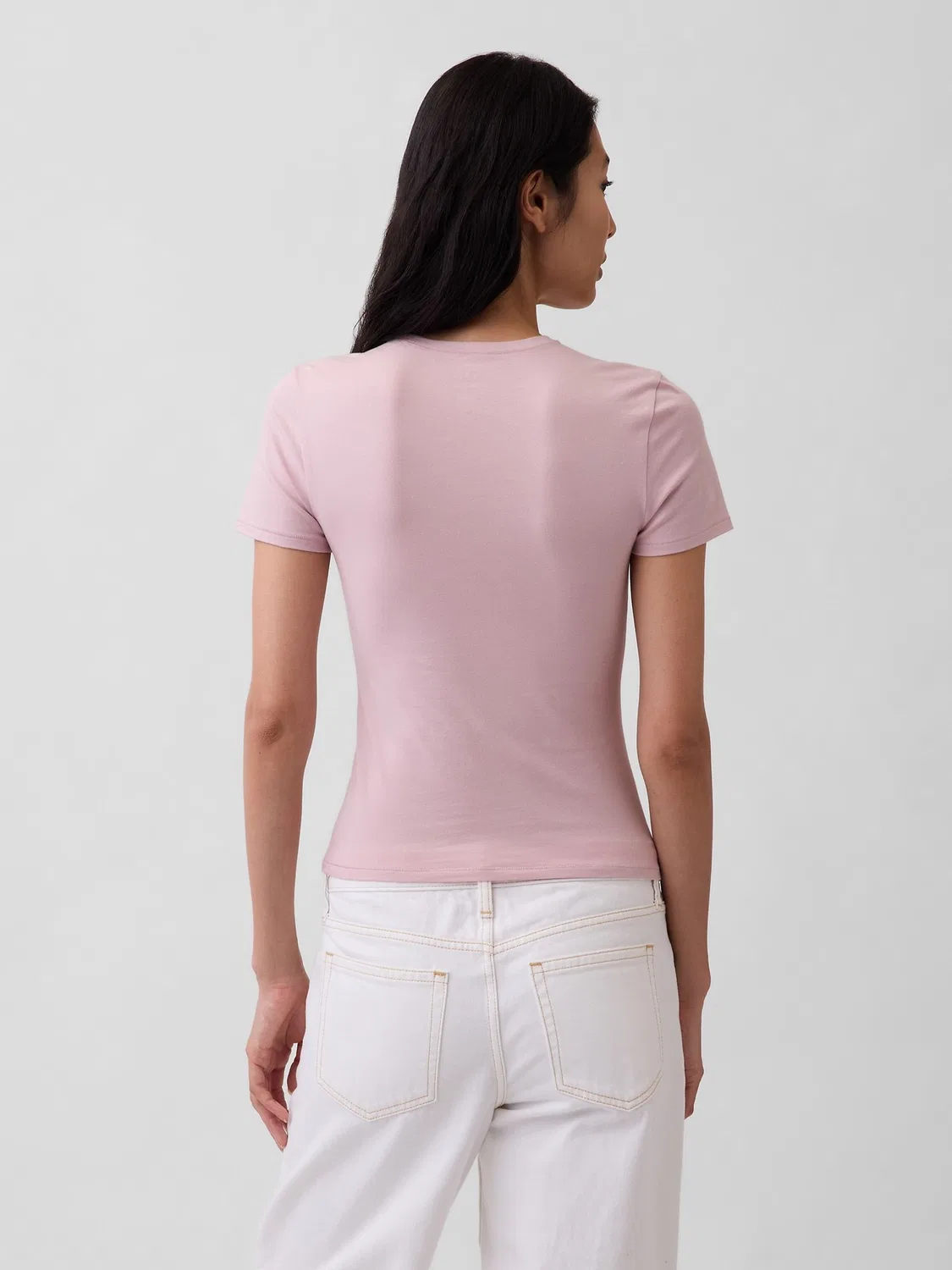 Футболка облегающая Gap Pink Close Knit Jersey Short Sleeve, розовый — фото 2
