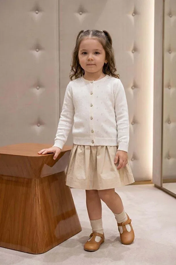 Детское платье-кардиган с ажурным узором Trend Baby Kids, White