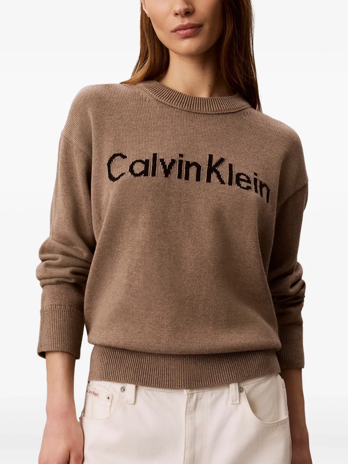 Calvin Klein Вязаный свитер коричневый — фото 4