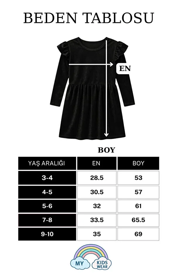 Детское платье для девочек с длинным рукавом My Kids Wear, Black — фото 3