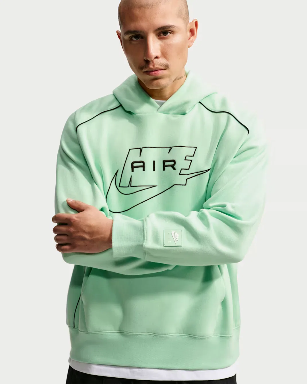 Мужская флисовая толстовка с капюшоном Nike Air, Cucumber Calm/Black/Black