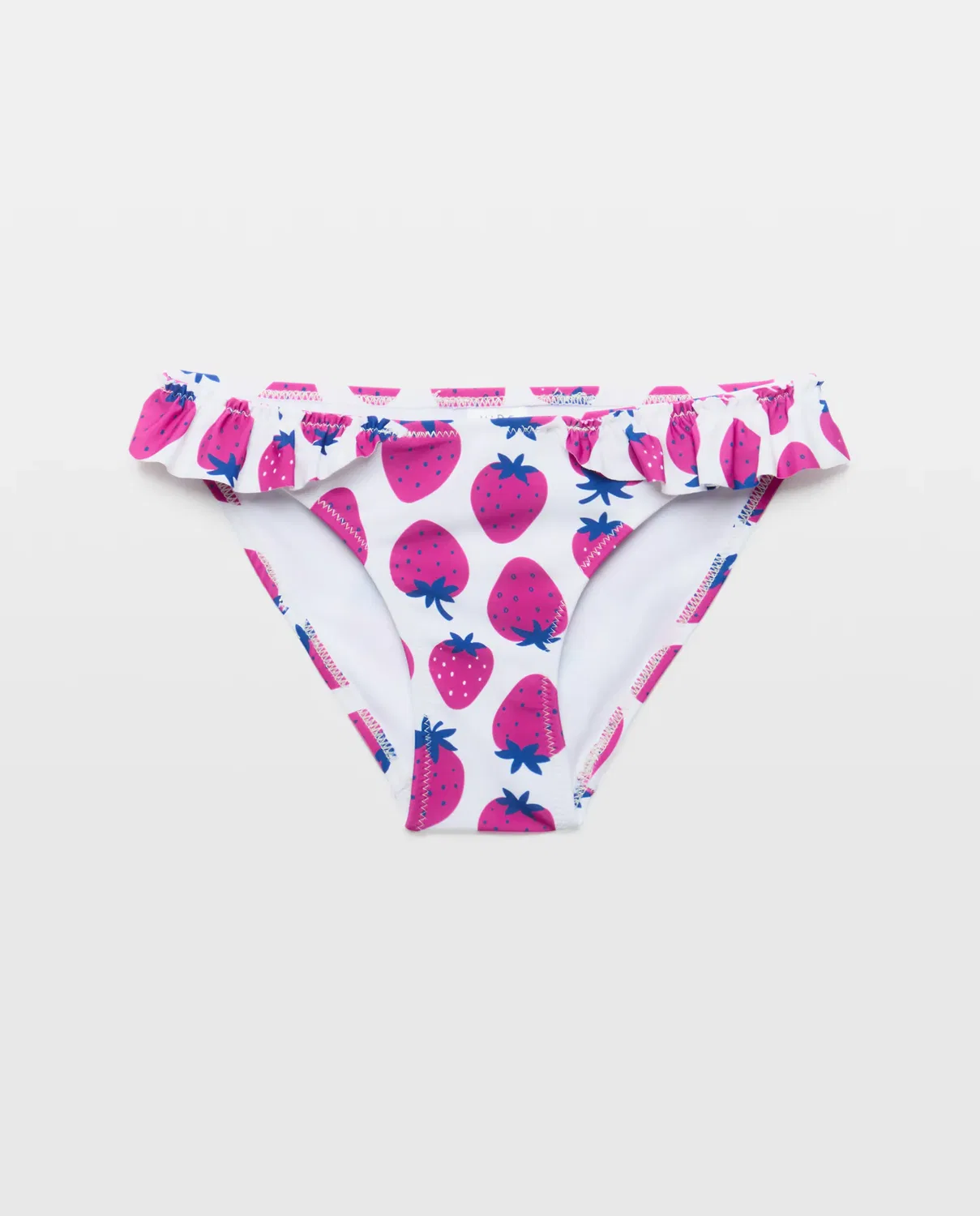Детские плавки для девочек с принтом Culetín all over print volante fresas Kids El Corte Inglés, Rosa