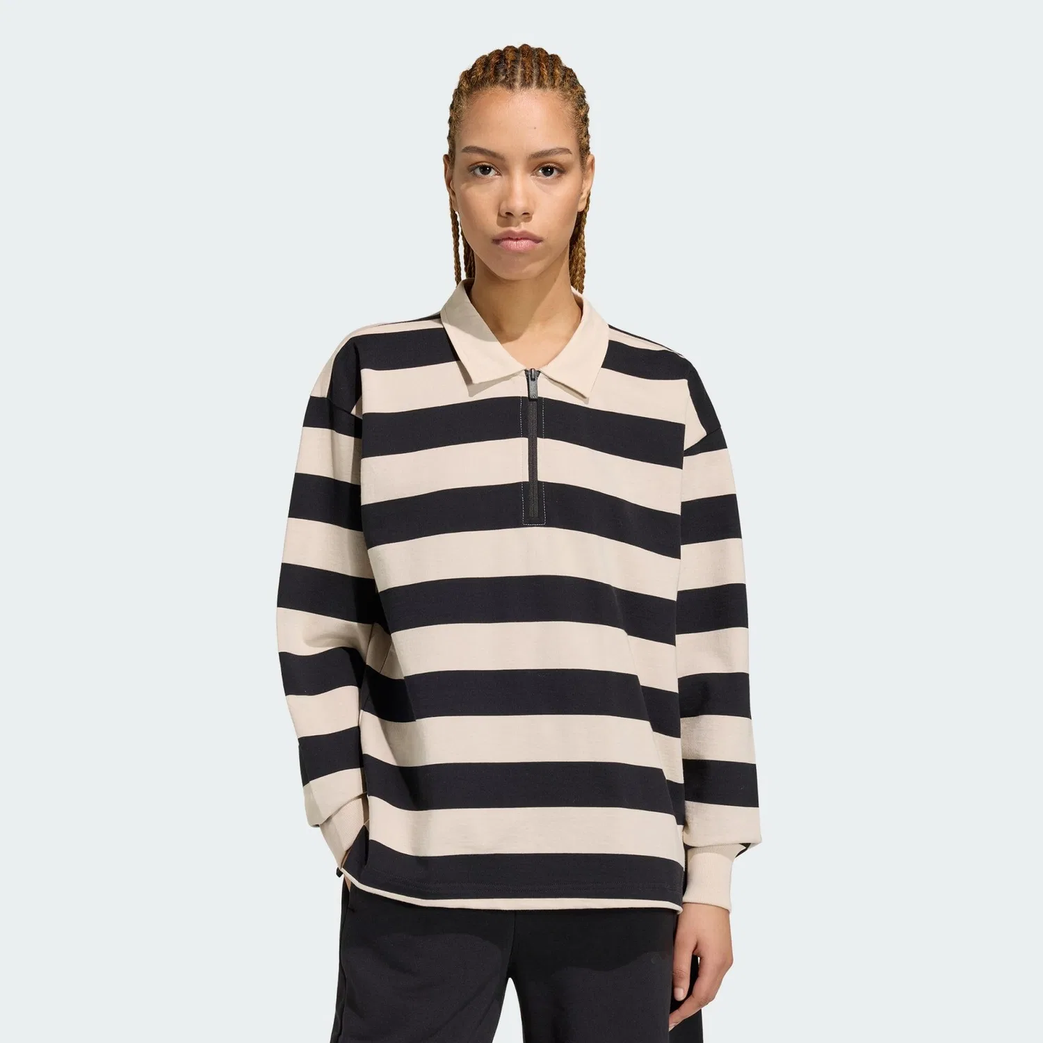 Мужское поло с длинным рукавом Essentials Contemporary French Terry Adidas, Schwarz / Cremefarben