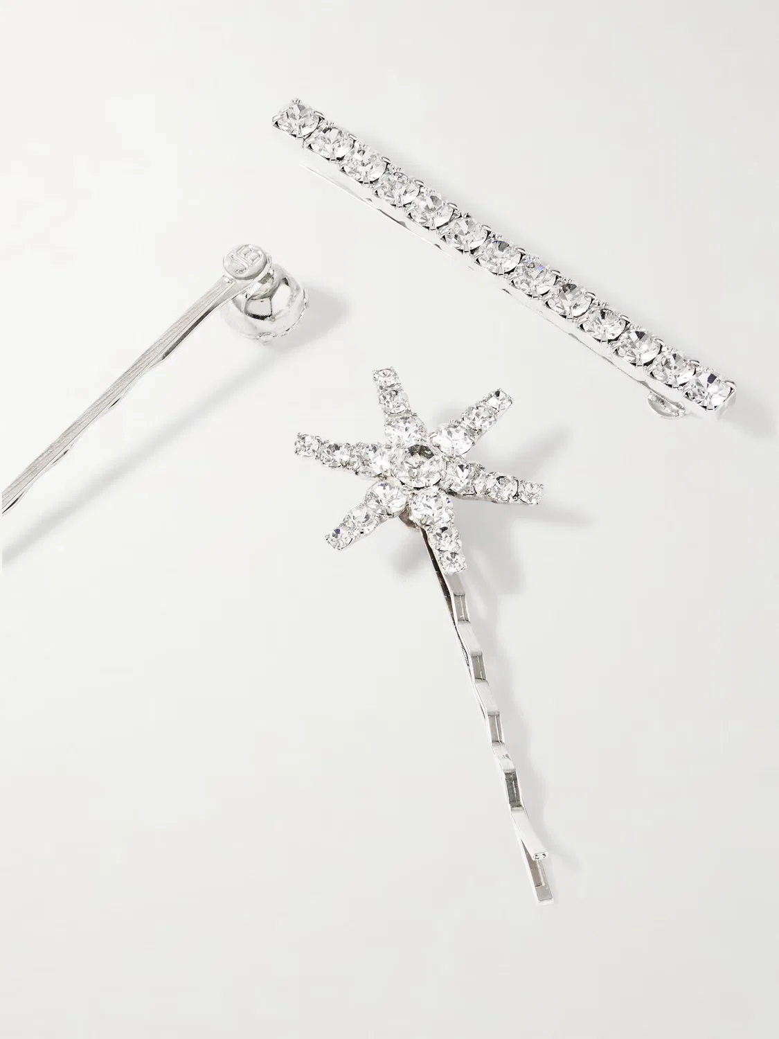 Набор из семи заколок для волос Luzia украшенных кристаллами Swarovski серебристого цвета Jennifer Behr, серебряный — фото 3