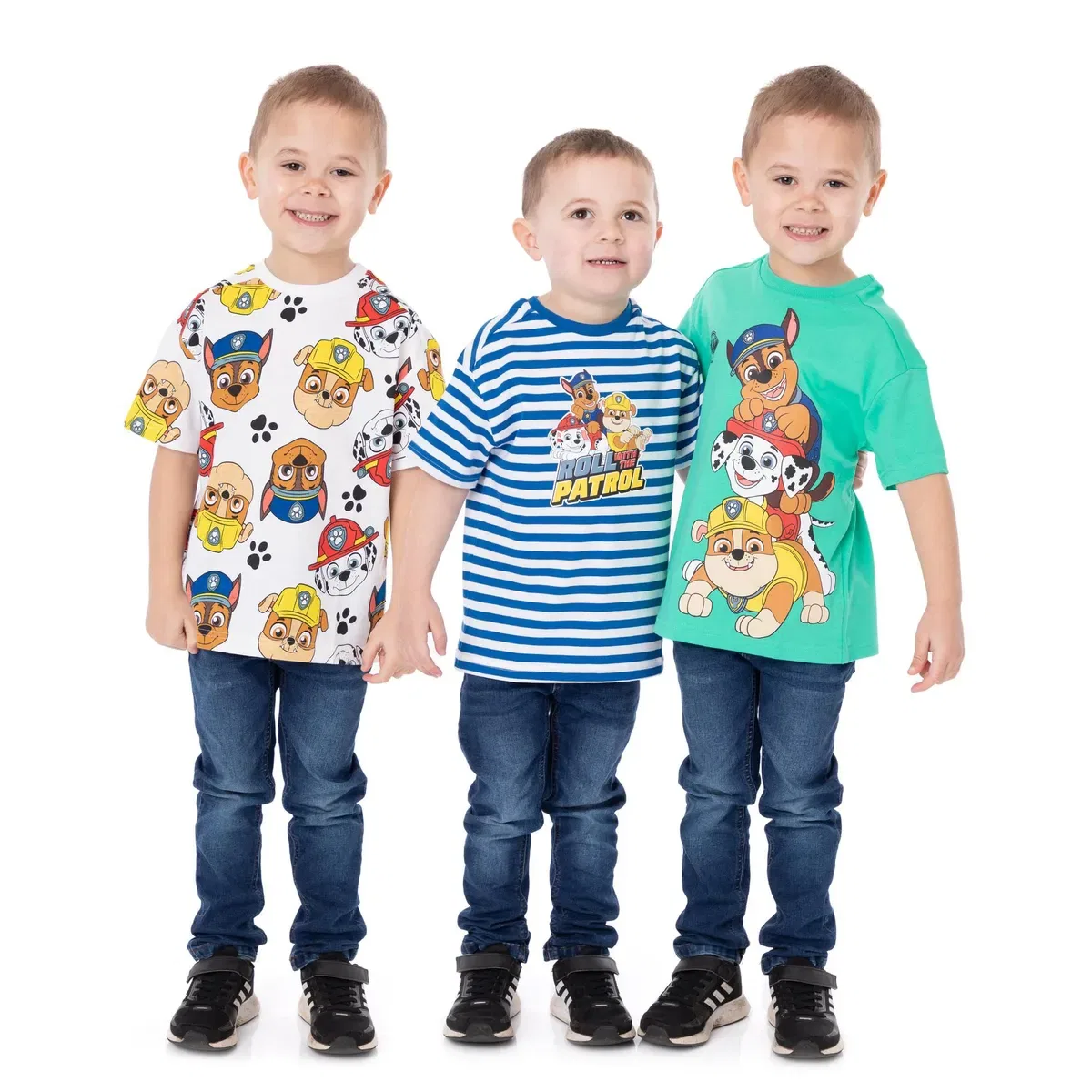 Детский комплект из 3 футболок с принтом Marshall, Rubble & Chase Paw Patrol, Multi