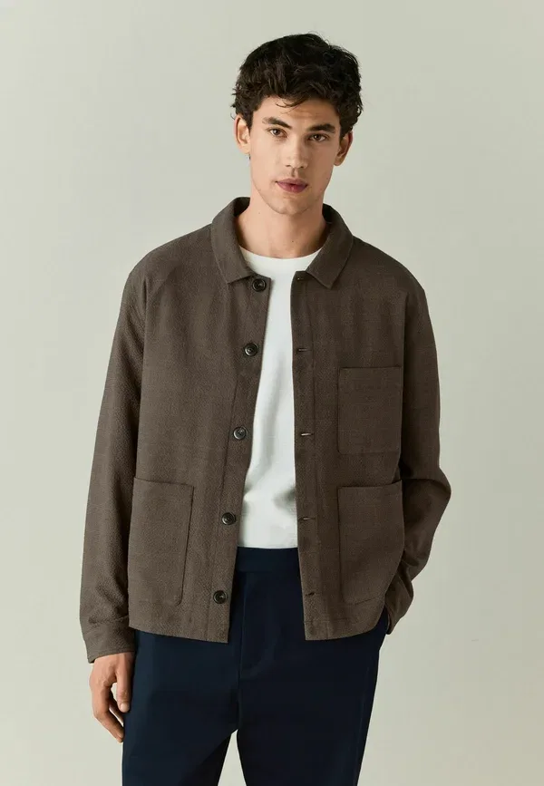Куртка из полиэстера premium check chore jacket Next, коричневый