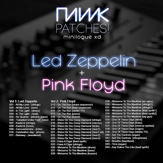 

Патчи Korg Minilogue XD - Rawk Patches Vol 1 + 2: Led Zeppelin + Pink Floyd