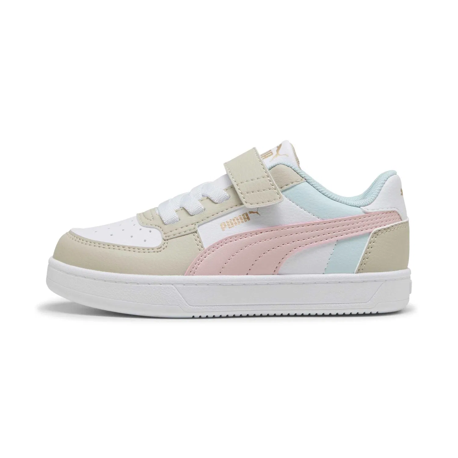 Детские кроссовки для мальчиков с липучкой PUMA Caven Velcro Pre-school, 2 0 Block Desert Dust Mauve Mist White