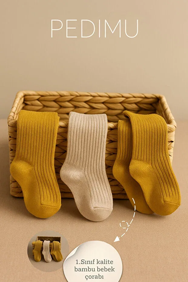 Детский комплект носков для новорожденных Bamboo Pedimu, Mustard1