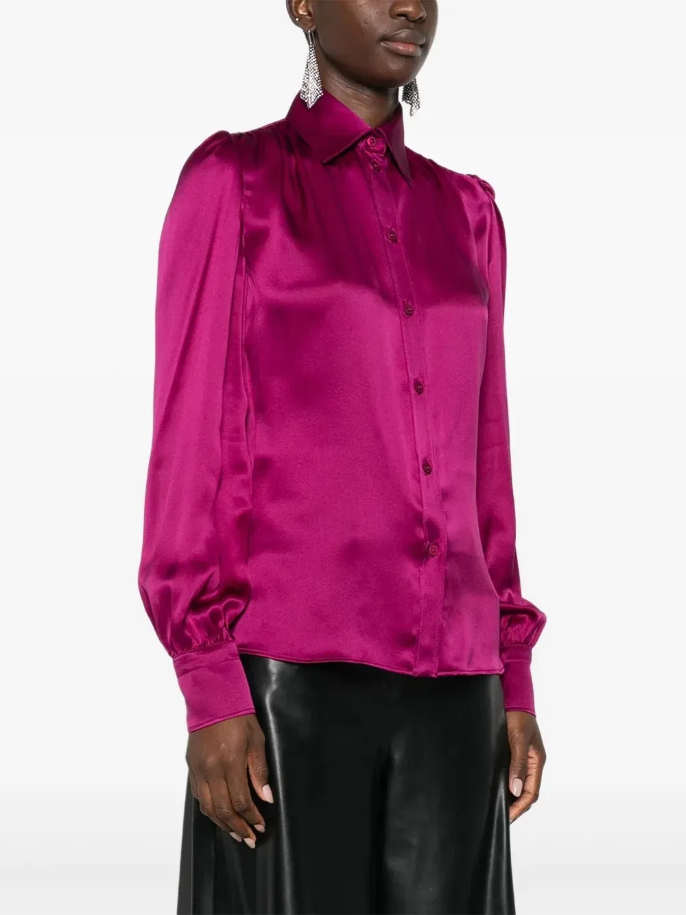 Шелковая рубашка с длинными рукавами Balenciaga, розовый — фото 3