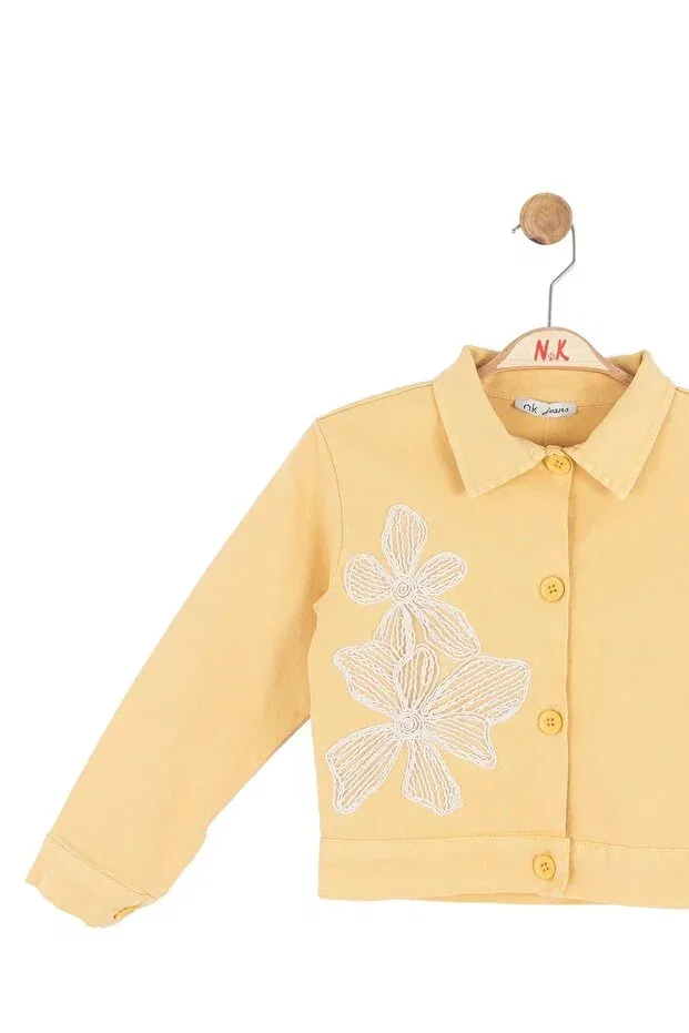 Детская куртка Stella для девочек 4-8 лет, желтая Nk — фото 4