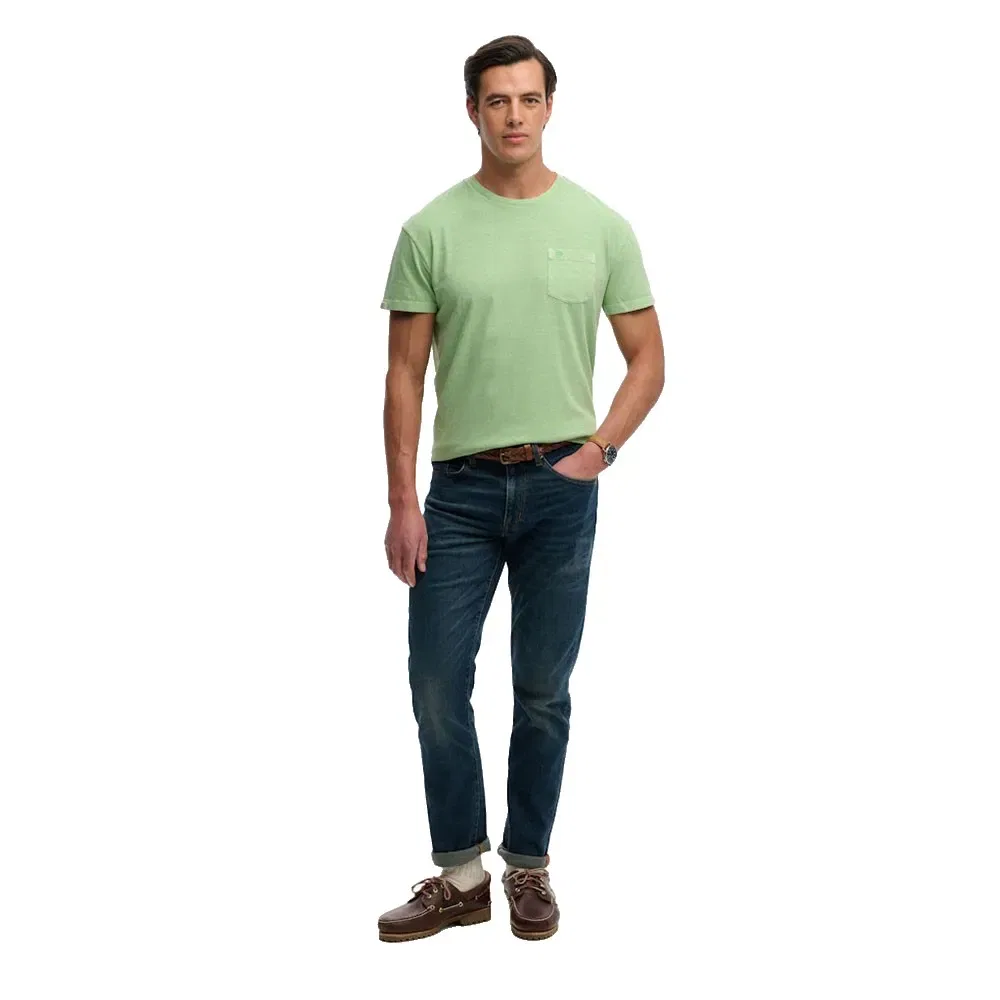 Футболка с коротким рукавом Cotton Classic Linen Pocket Superdry, зеленый — фото 4