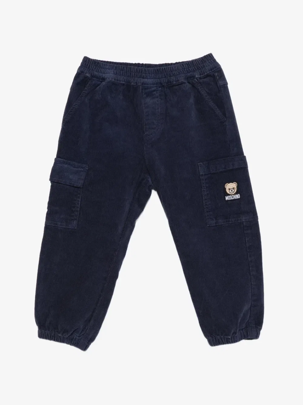 Вельветовые брюки-карго с мишками Тедди Moschino Kids, синий