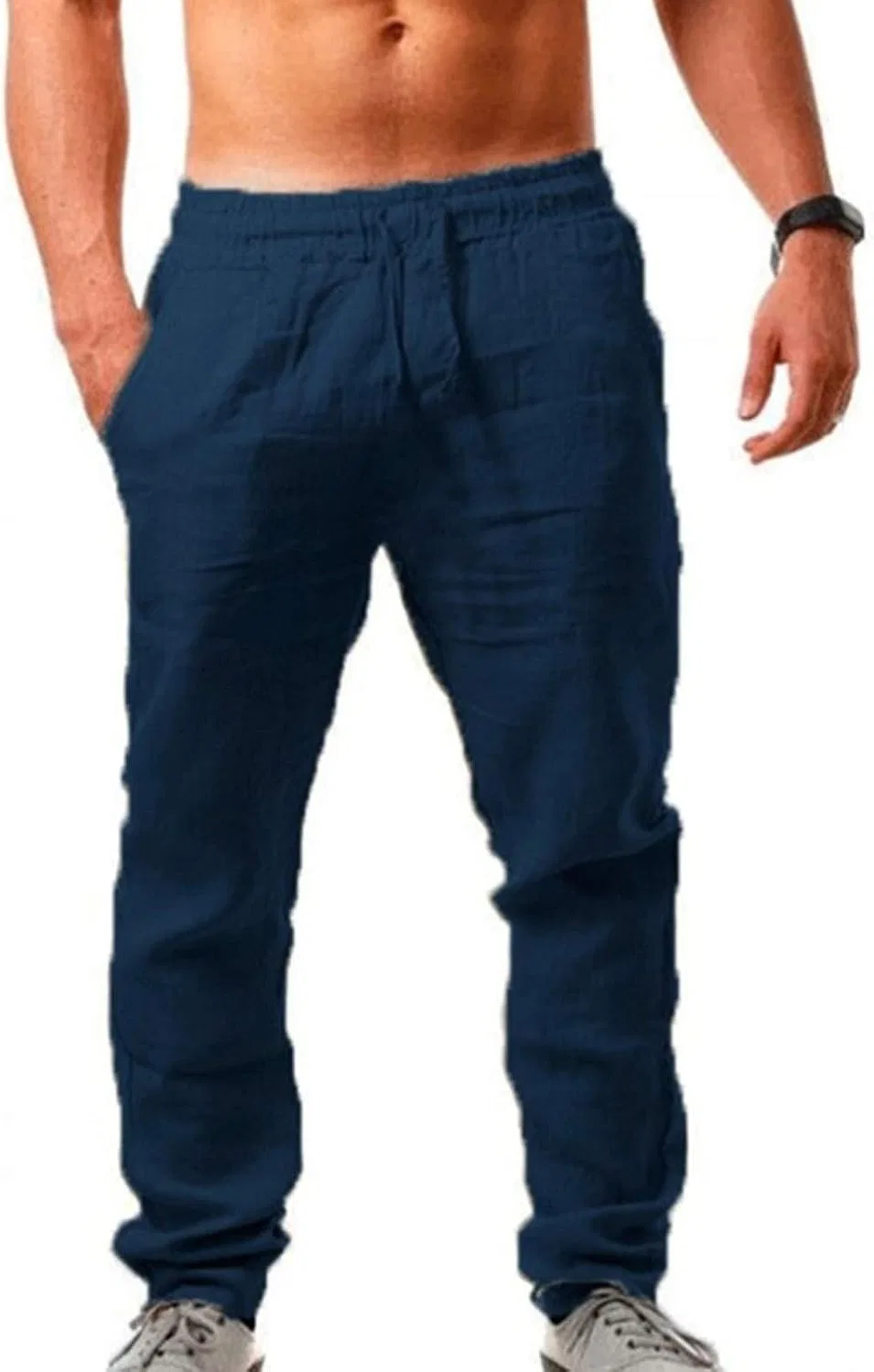 Мужские льняные брюки Slim Fit, тёмно-синий — фото 2