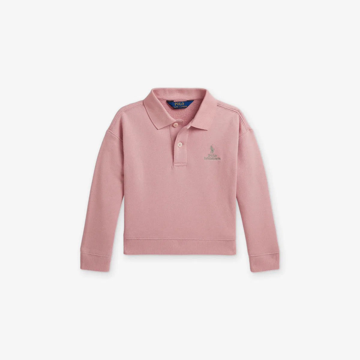 Детская хлопковая махровая толстовка-поло с вышитым логотипом Polo Ralph Lauren, розовый