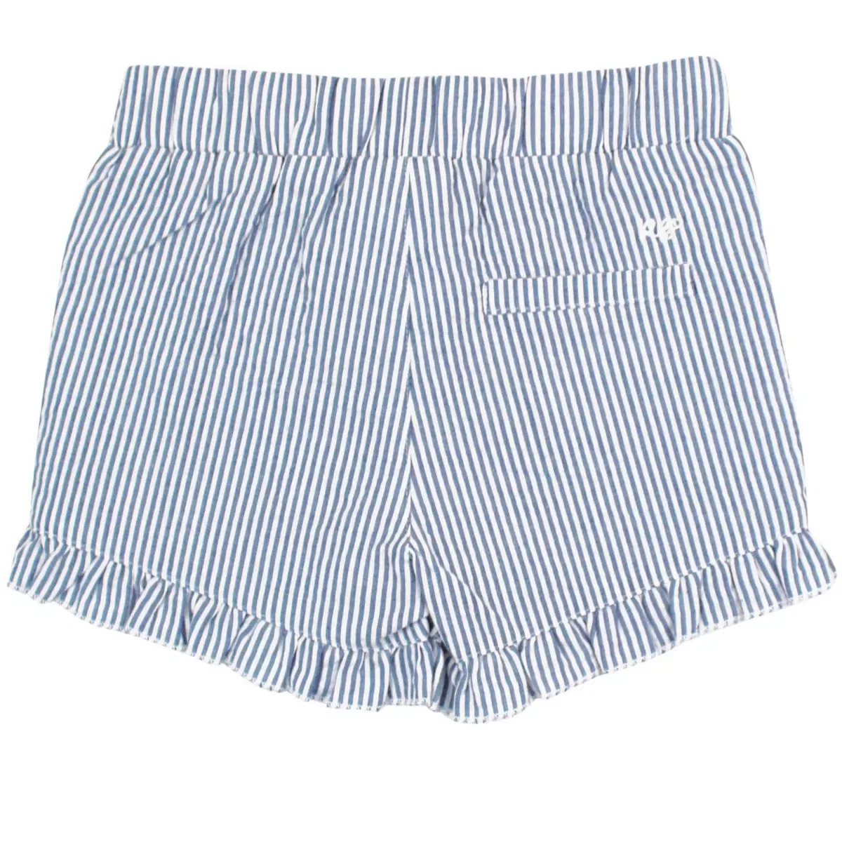 Детские шорты для девочек с рюшами RuffleButts, Classic Blue Seersucker — фото 2