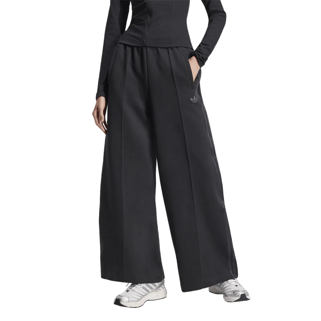 Женские брюки свободного кроя с принтом Spacer Pants adidas, Black/Black Reflective/Night Grey