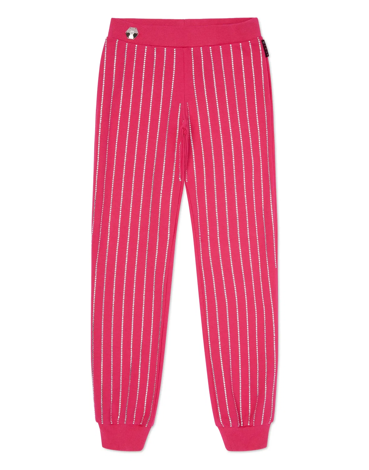 Детские спортивные брюки из футера с принтом Crystal Stripe PHILIPP PLEIN, Fuxia