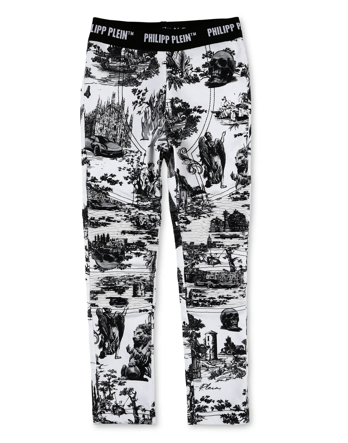 Детские леггинсы-джинсы с принтом Denim Super Stretch Jeggins En PLEIN air PHILIPP PLEIN, White/Black