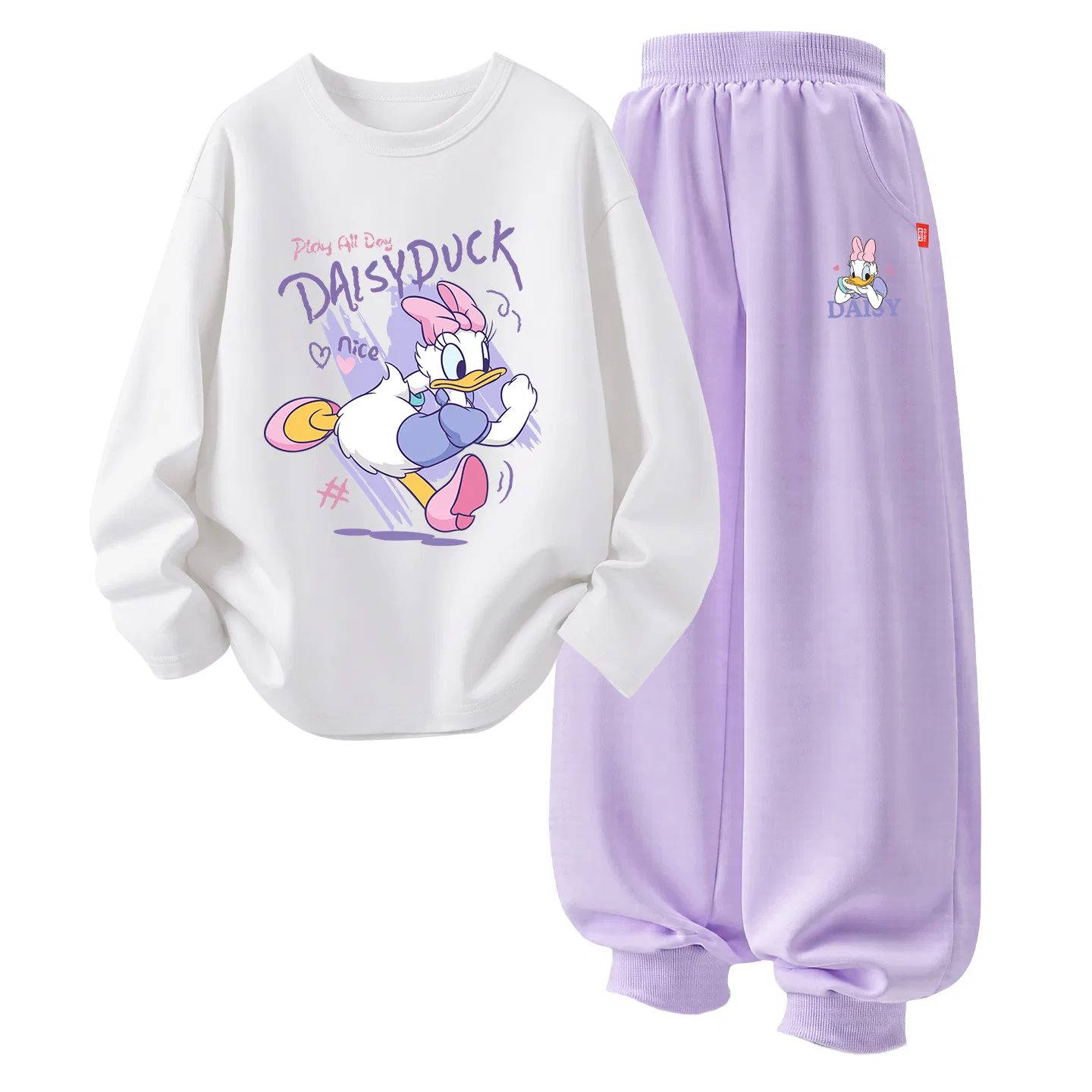 Детский комплект для девочек из футера с принтом Disney, DiCai Water Light Pink+DiDo Rainbow K Pink — фото 3