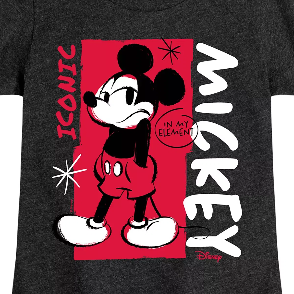 Детское футболка для девочек с принтом Mickey Iconic Disney, Heather Navy — фото 2